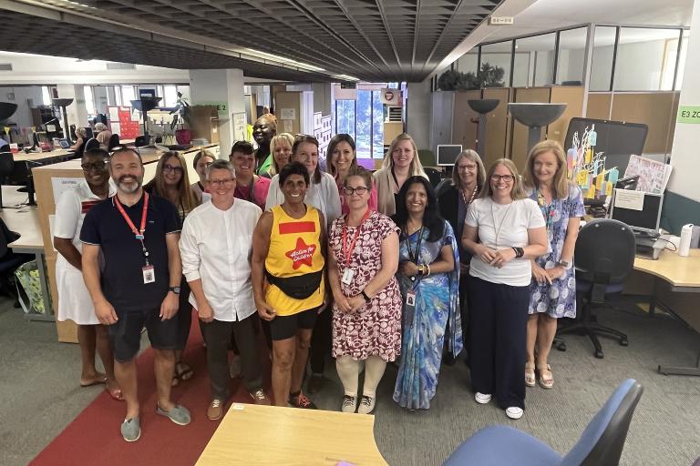 Olympic medallist Fatima Whitbread MBE with Essex County Council staff