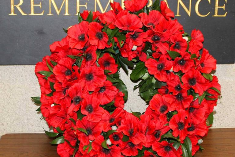 Poppy wreath laid for Remembrance Day at County Hall in Chelmsford.png
