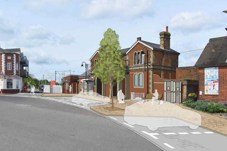 A CGI artist's impression of the area outside Dovercourt Station