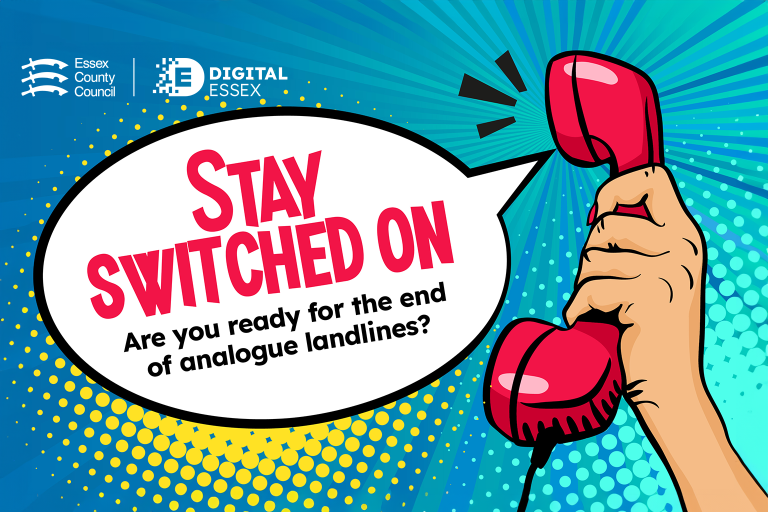 Pop-art image of a phone, with the headline "stay switched on"
