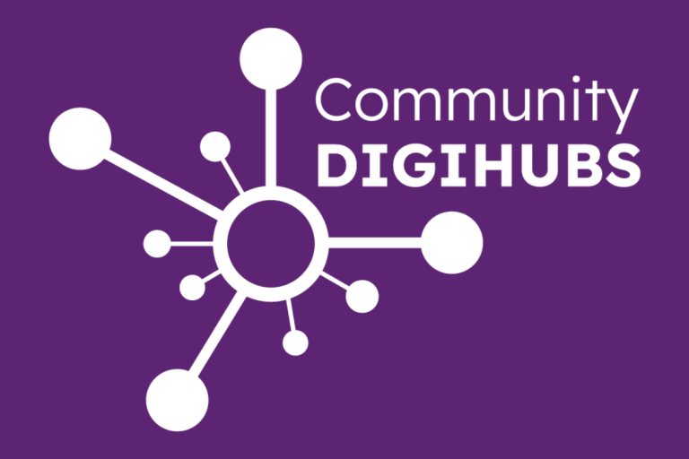 circles with the words community digihubs