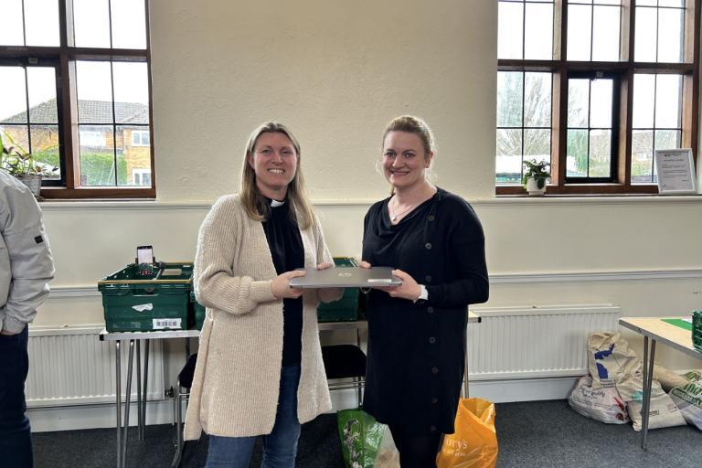 v2 edit Councillor McKinlay (right) visits the new digital community hub at St Peter's Church, Brentwood