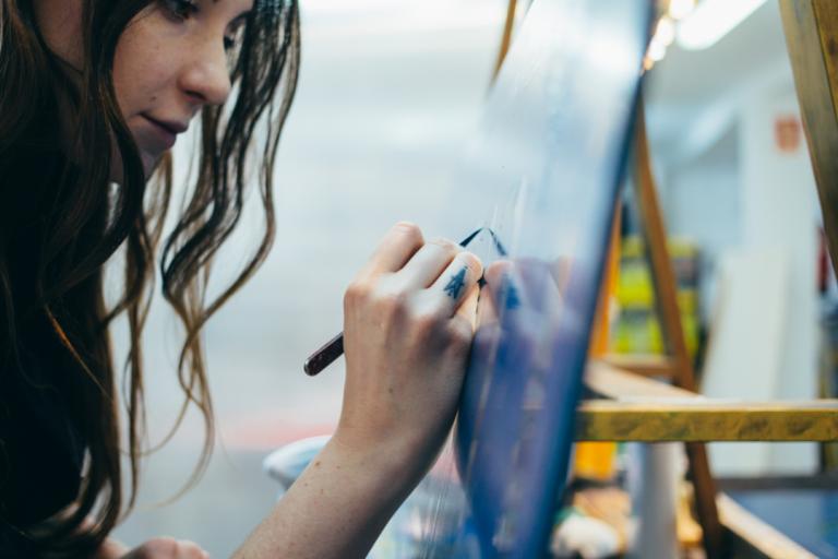 A female artist at work.