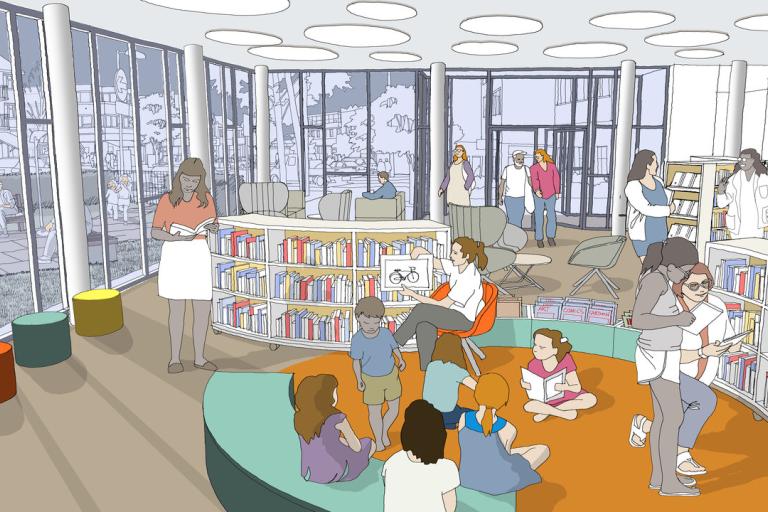 A CGI of how Shenfield's new library will look once complete.