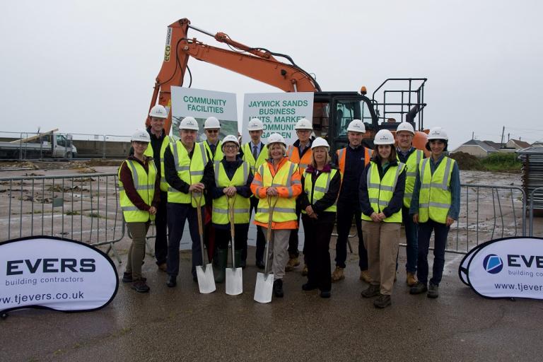The ground-breaking ceremony at the site of the new commercial workspace in Jaywick Sands. Picture: Matt Cattermole/TDC