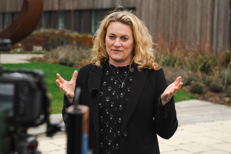 Cllr Louise McKinlay, Essex County Council Deputy Leader and Cabinet Member for Community, Equality, Partnerships and Performance, speaks to the camera during filming.