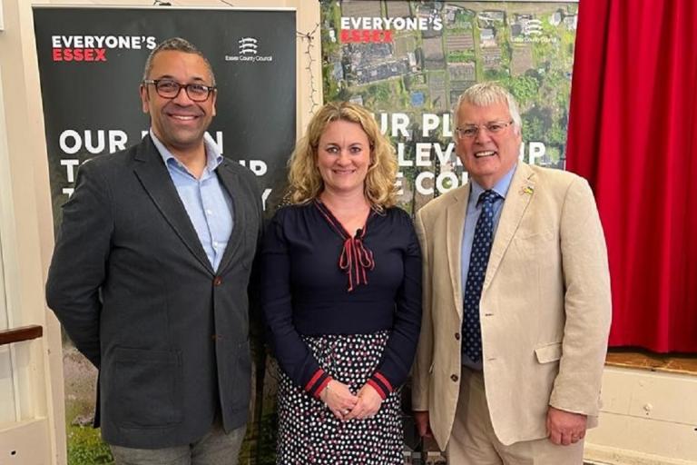 Braintree MP James Cleverly, Cllr Louise McKinlay and Cllr Graham Butland