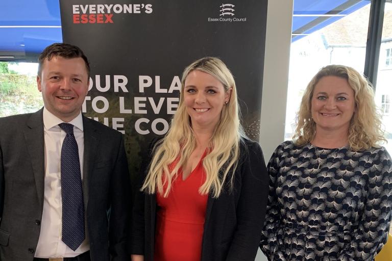 Paul Houlding, Local Director Colchester and Ipswich Local Market, HSBC UK; Karen Collier, Local Director for the Chelmsford Local Market, HSBC UK with Cllr Louise McKinlay