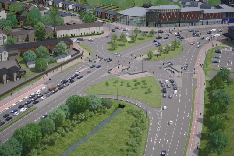 A CGI of the proposed new hamburger roundabout at the Army and Navy in Chelmsford.